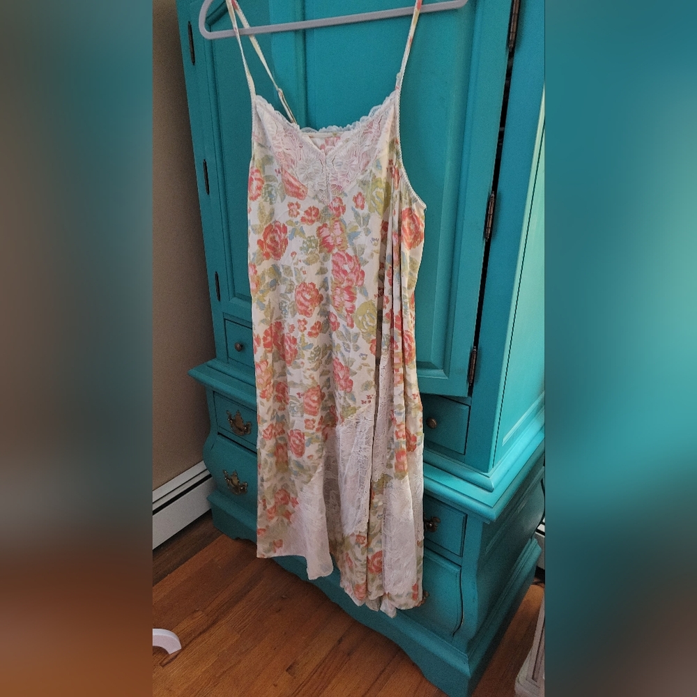 Free People Pink and Cream Floral High Low Dress - Picture 2 of 4
